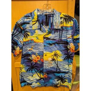 Palmwave Hawaiian Shirt Mens Medium Floral‎ Short Sleeve Button Up